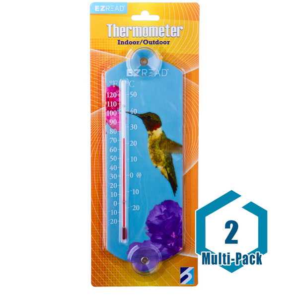 This item is a package bundle, which includes:<br/><body><p>10 tall indoor/outdoor high definition photograph thermometer picturing the Hummingbird. Displays both Celsius and Fahrenheit temperatures. Includes removable suction cups for easy glass or wood mounting. Includes UV color fade-resistant technology in the plastic and the ink.</p></body>