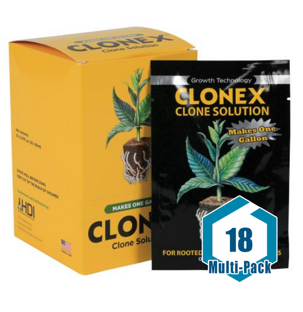 <p>This item is a package bundle, which includes:(18) HDI 20mL Clonex CloneSolution 20mL Packet Clonex Clone Solution is a clone-specific nutrient formulated using a special blend of minerals and other helpful ingredients. Used with Clonex gel and other rooting agents, Clonex Clone Solution assists in the cloning process while helping to minimize stress. Clonex Clone Solution can be applied to the rooting medium and sprayed over the young clones.</p>