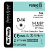 Hu-Friedy Perma Sharp Sutures, Silk, Size 3-0, Black, Non-Absorbable, 27", D-14, 1/2 Circle Reverse Cut, 12/bx