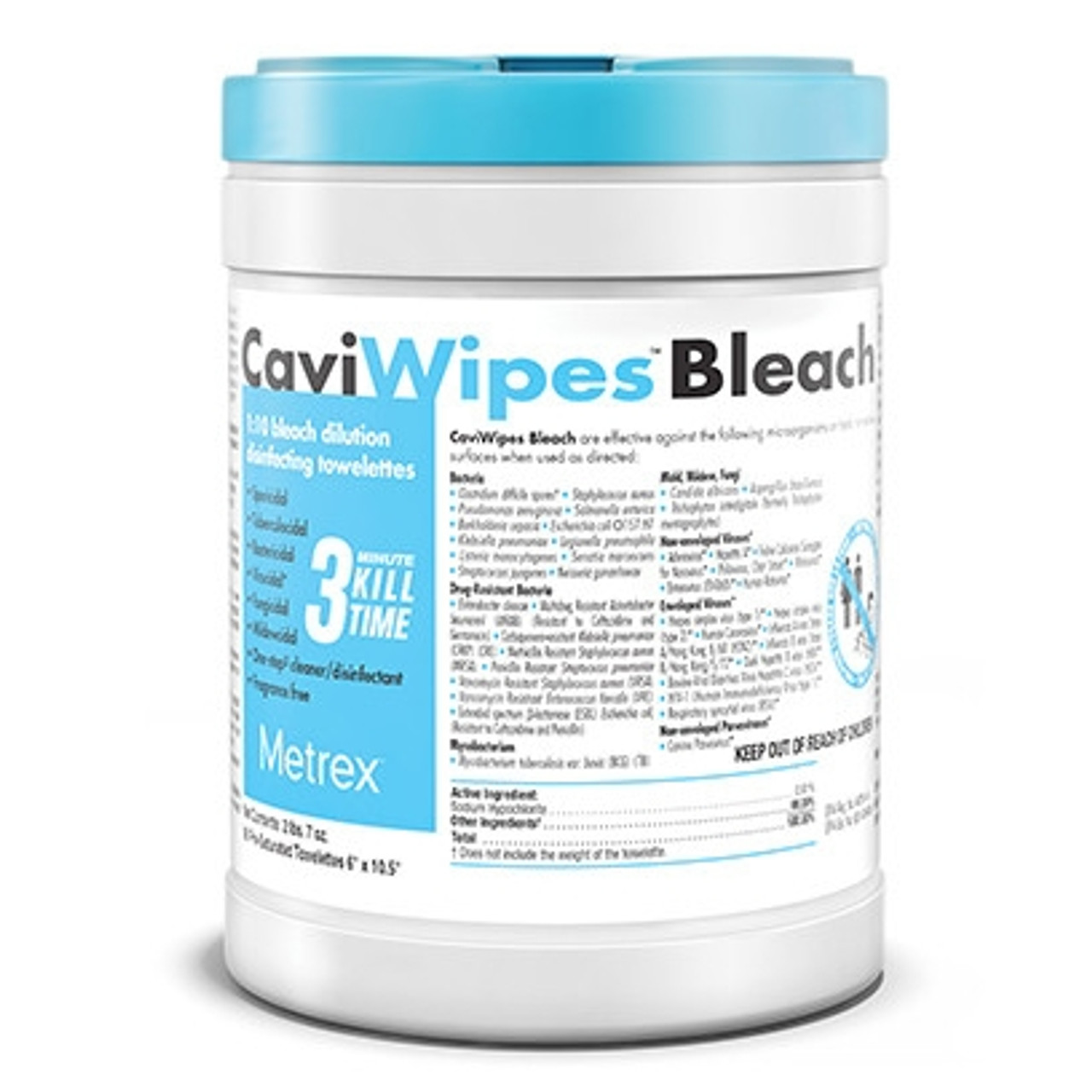 CaviWipes Bleach Surface Disinfectant Wipes, 6"x10.5" Large, 90/can 13