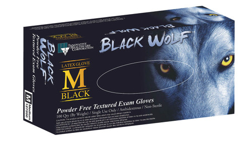 Innovative Black Wolf Latex PF Exam Gloves NS Black, Large, 100/bx Innovative Black Wolf Latex PF Exam Gloves NS Black, Large, 100/bx