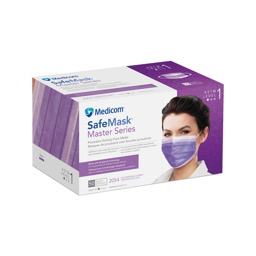 Medicom SafeMask Master Series Earloop Mask, Level 1, Southern Bellflower(Radiant Orchid), 50/bx 2054