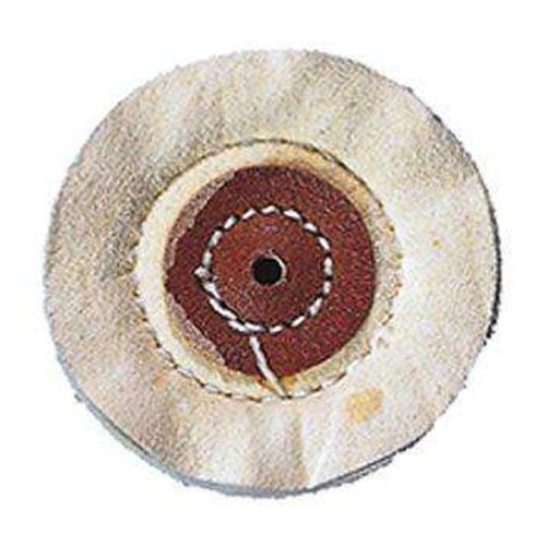 Keystone Muslin Buffs with leather center, 3" x 35 ply, 12/pk