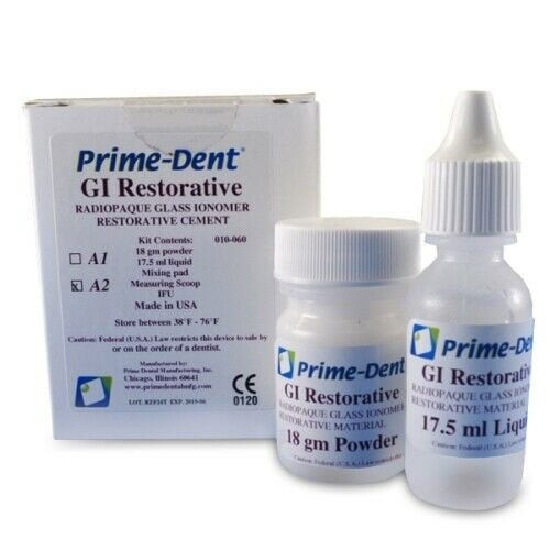 Prime-Dent Glass Ionomer Restorative Kit, 18g Powder & 17.5ml Liquid