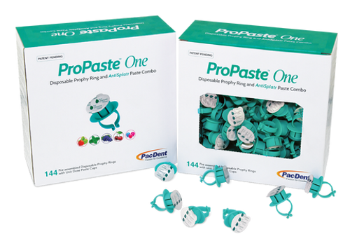 Pac-Dent ProPaste One Pre-Assembled Prophy Paste Ring Combo, Bubblegum, Fine Grit, 144/Box