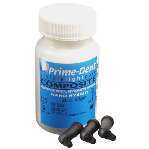 Prime-Dent VLC Nano-Hybrid Composite, Universal Opaque, 0.2g Compules, 20/bottle Prime-Dent VLC Nano-Hybrid Composite, Universal Opaque, 0.2g Compules, 20/bottle