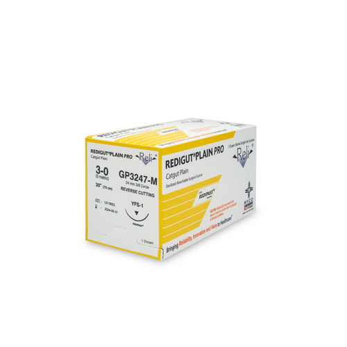 Myco Reli Pro Suture, Size 3-0, Redigut, Plain, Natural, 30", YFS-1, 12/bx (GP612-M)
