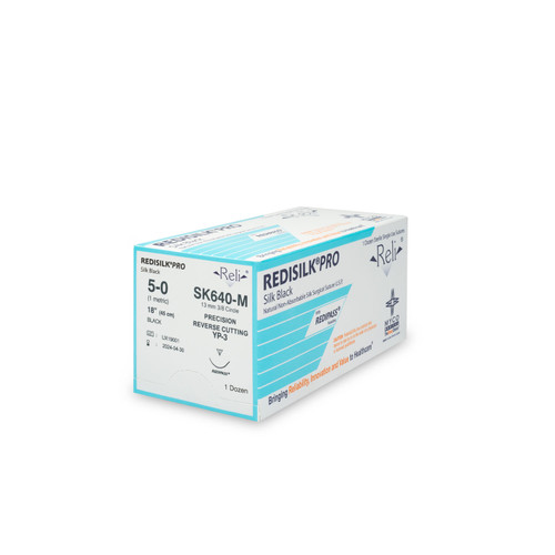 Myco Reli Pro Suture, Size 5-0, Redisilk, Black, Braided, 18", YP-3, 12/bx (SK682-M) Myco Reli Pro Suture, Size 5-0, Redisilk, Black, Braided, 18", YP-3, 12/bx (SK682-M)
