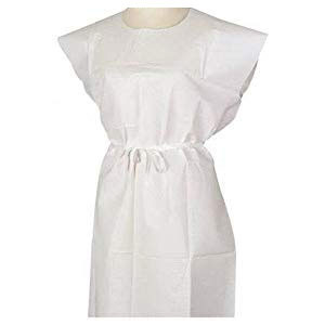 Tidi 3-Ply All Tissue Patient Gown, 30" x 42", White, Front or Back Opening, 50/cs