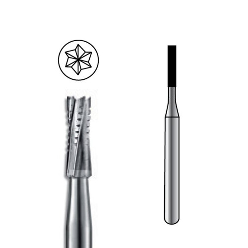 ODS Precision Carbide Bur HP-556, Flat End Cylinder Cross-Cut Straight Fissure, 5/pk
