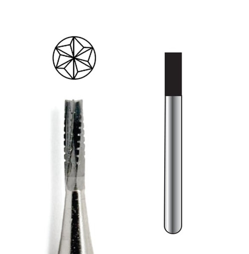 ODS Precision Carbide Bur HP-560, Nose Cone End Cross-Cut Straight Fissure, 5/pk