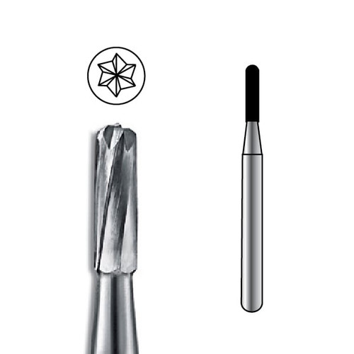 ODS Precision Carbide Bur HP-1157, Round Cross-Cut Straight Fissure, 5/pk
