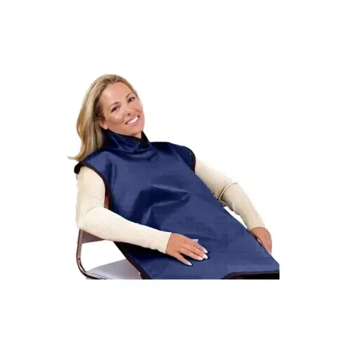 Flow Adult Lead-Free Bib X-Ray Apron, With Attached Collar, 0.25 mm, 24" x 26", Electric Blue, ea