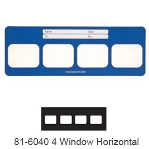 Flow Perfect Pocket Masked X-Ray Film Mounts, Vinyl, Blue, 4 Horizontal Windows, Size 2, 100/bx