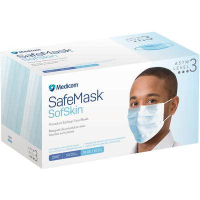 Medicom SafeMask SofSkin Earloop Mask, Level 3, Blue, 50/bx 2087