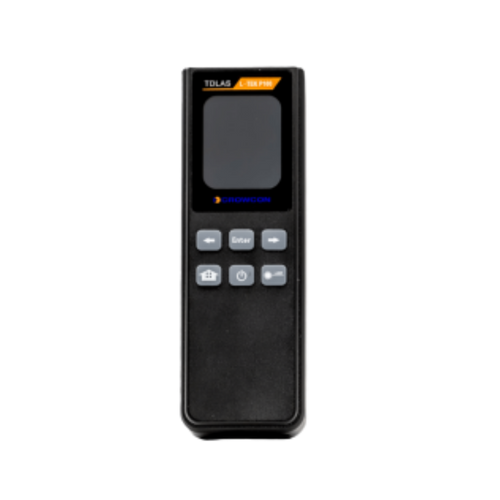 Crowcon L-TEK P100 portable laser methane detector with display and control buttons for long-range gas leak detection.