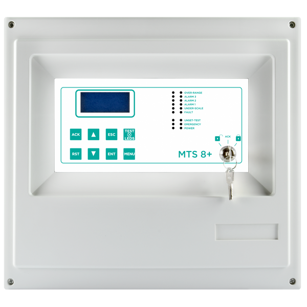 Sensitron Multiscan 8+ gas detection control panel front view