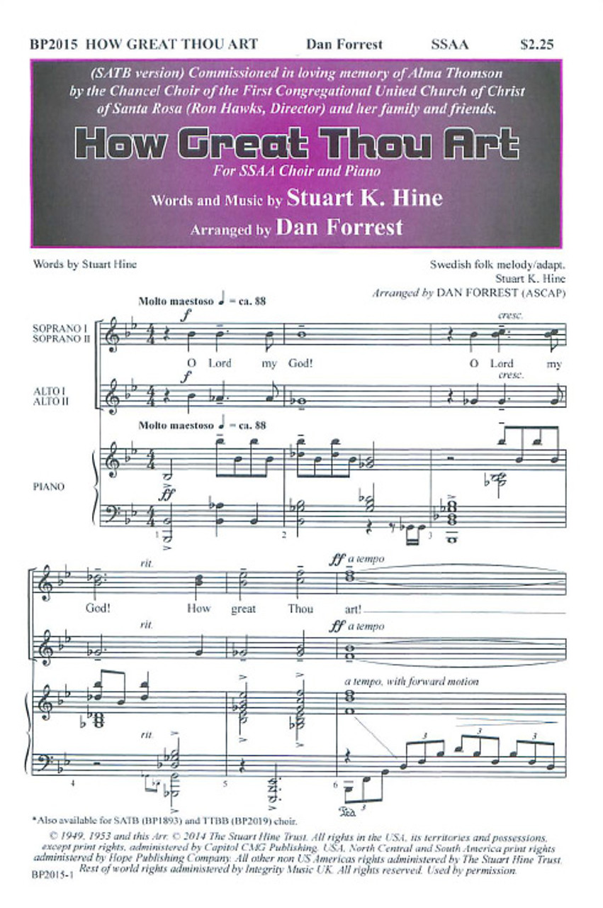 How Great Thou Art Ssaa How Great Thou Art Ssaa