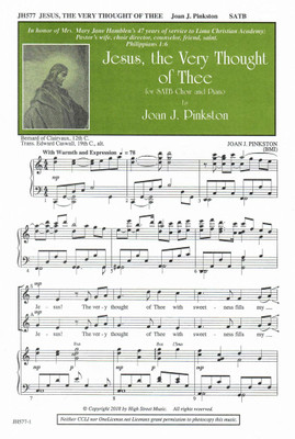 Jesus, the Very Thought of Thee - Pinkston - digital download Jesus, the Very Thought of Thee - Pinkston - digital download