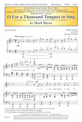 O For a Thousand Tongues to Sing - Hayes - digital download O For a Thousand Tongues to Sing - Hayes - digital download