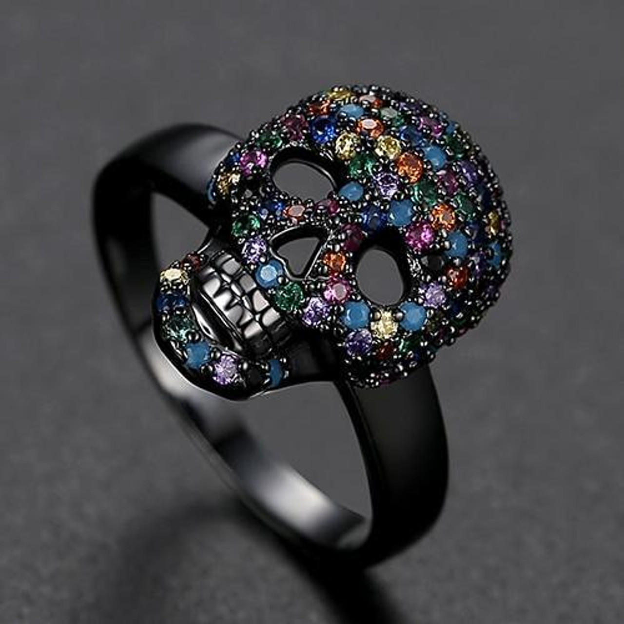 Bague T te De Mort En Cristal Pour Femme