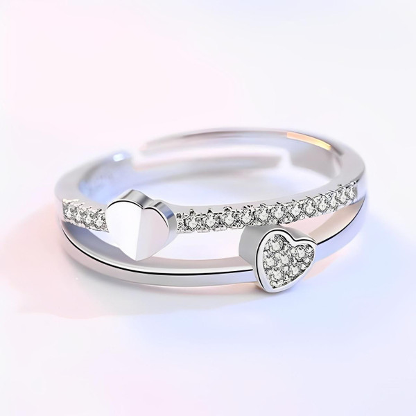 Bague Ajustable Double Cœur Bague Ajustable Double Cœur zaxx