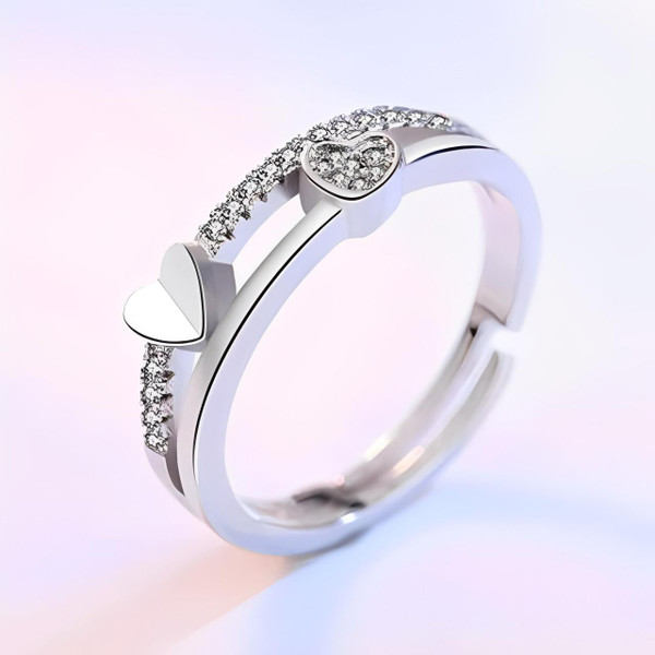 Bague Ajustable Double Cœur Bague Ajustable Double Cœur zaxx