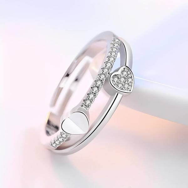 Bague Ajustable Double Cœur Bague Ajustable Double Cœur zaxx