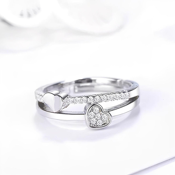 Bague Ajustable Double Cœur Bague Ajustable Double Cœur zaxx