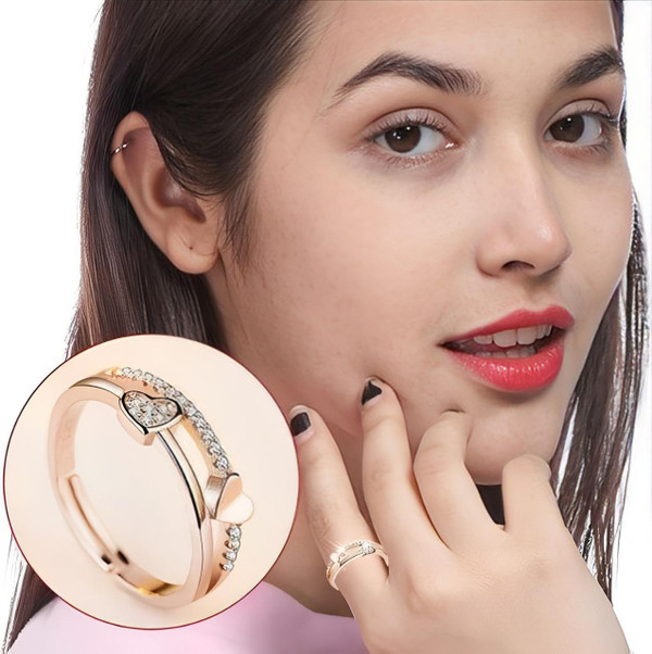 Bague Ajustable Double Cœur Bague Ajustable Double Cœur zaxx
