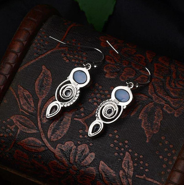 Boucles dOreilles Pierre de Lune Bleu Ocean zaxx