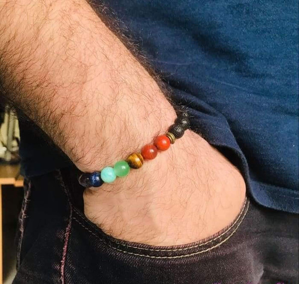 Bracelet Guerison des 7 chakras en Pierres de Lave zaxx