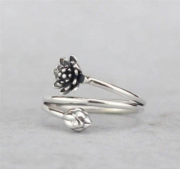 Bague Beaute de la Fleur de Lotus en Argent 925 zaxx