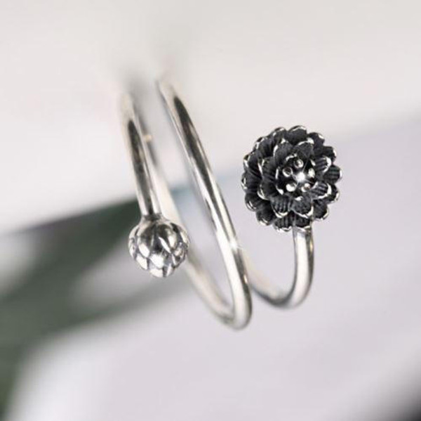 Bague Beaute de la Fleur de Lotus en Argent 925 zaxx