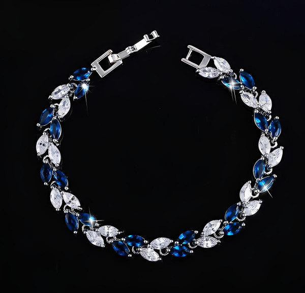 BRACELET OR BLANC EN CRISTAL BLEU ROYAL AUTRICHIEN zaxx