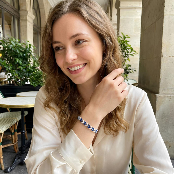 BRACELET OR BLANC EN CRISTAL BLEU ROYAL AUTRICHIEN zaxx