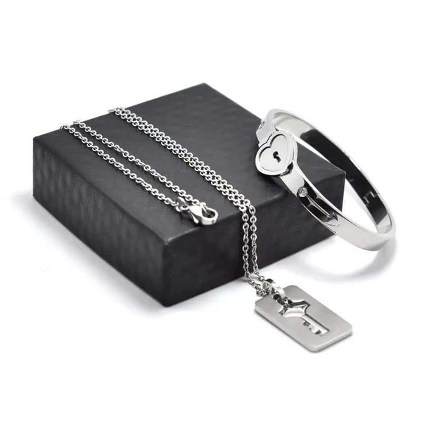 Bracelet Serrure Coeur Avec Collier Cle lot de 2 Bracelet Serrure Coeur Avec Collier Cle lot de 2 zaxx
