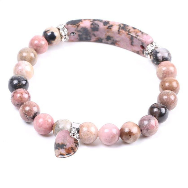 Bracelet Perles de Guerison Coeur en Rhodonite zaxx