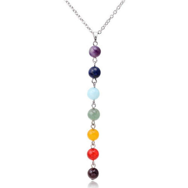 COLLIER DE SOIN ET DE GUERISON PERLES GEMMES 7 CHAKRAS zaxx