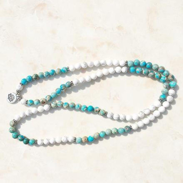 Mala Lotus en Jaspe et Howlite Naturelle zaxx