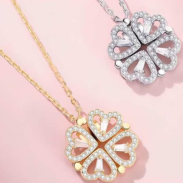 Collier Coeur - Trèfle à Quatre Feuilles Collier Coeur - Trèfle à Quatre Feuilles zaxx