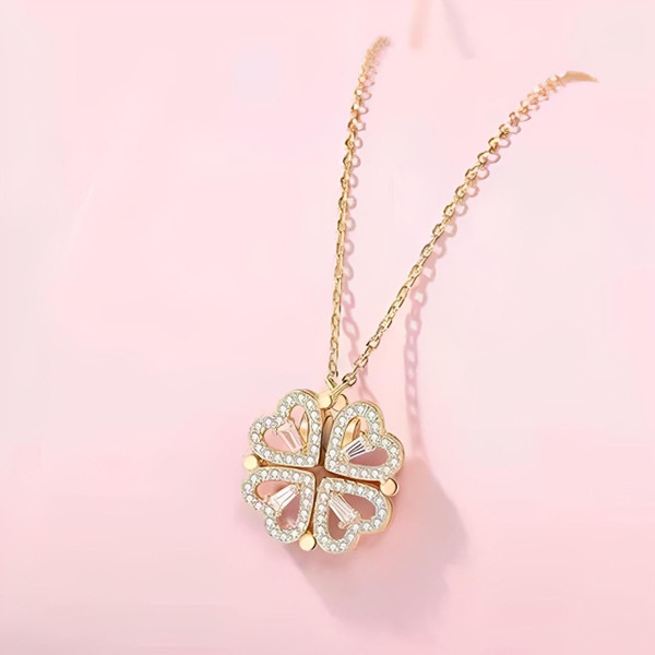 Collier Coeur - Trèfle à Quatre Feuilles Collier Coeur - Trèfle à Quatre Feuilles zaxx