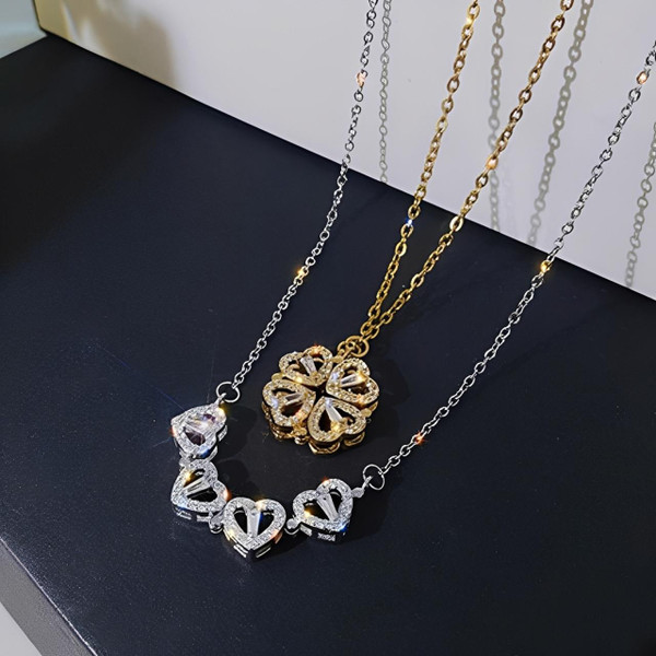 Collier Coeur - Trèfle à Quatre Feuilles Collier Coeur - Trèfle à Quatre Feuilles zaxx