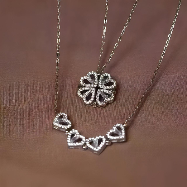Collier Coeur - Trèfle à Quatre Feuilles Collier Coeur - Trèfle à Quatre Feuilles zaxx