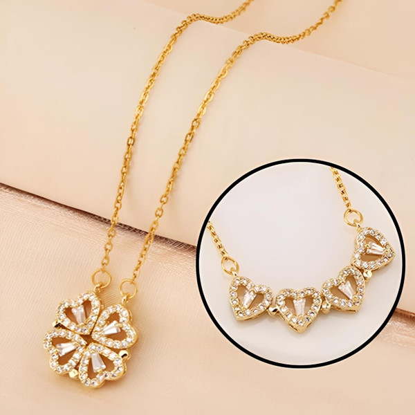 Collier Coeur - Trèfle à Quatre Feuilles Collier Coeur - Trèfle à Quatre Feuilles zaxx