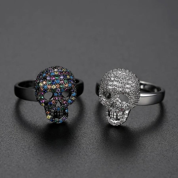 Bague Tête De Mort En Cristal Pour Femme zaxx