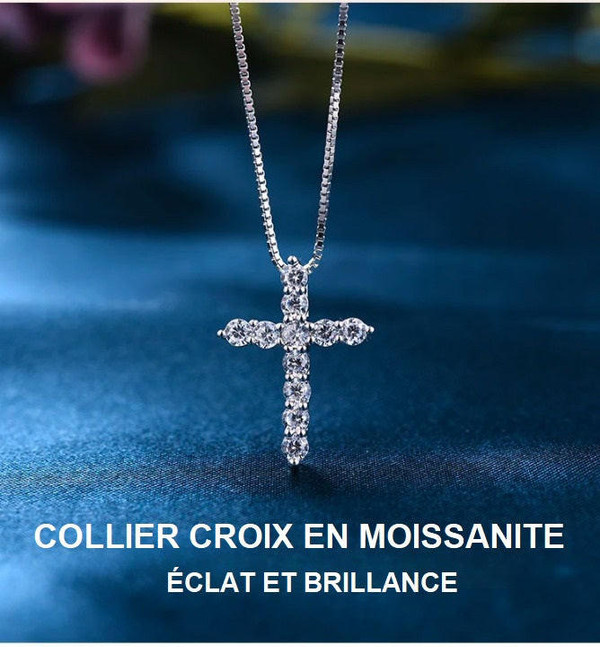 Collier Croix En Moissanite zaxx