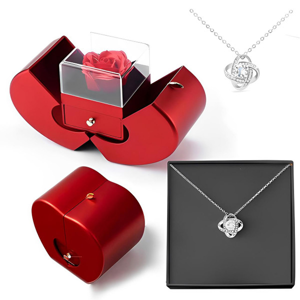 Coffret Rose Eternelle Et Collier D'Amour zaxx