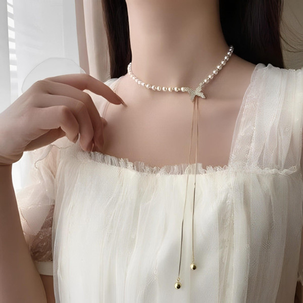 Collier Papillon En Perles Réglable Collier Papillon En Perles Réglable zaxx