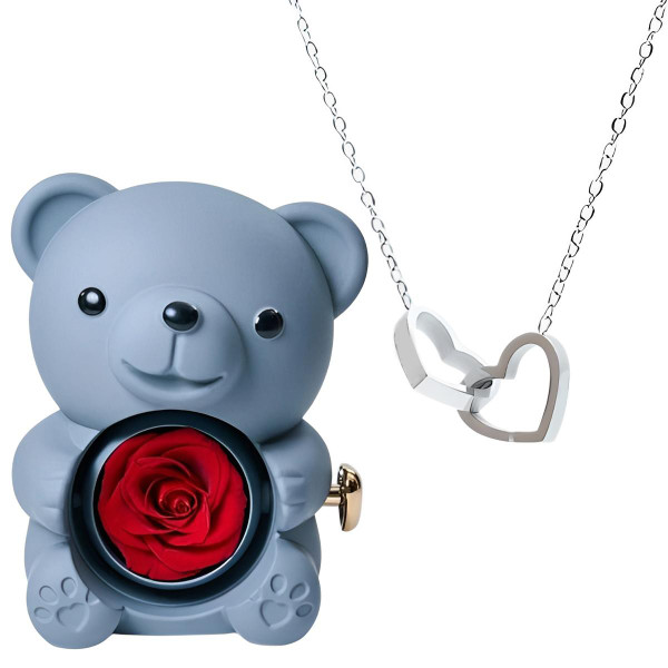 Ours Rose Éternelle Avec Collier Coeur zaxx